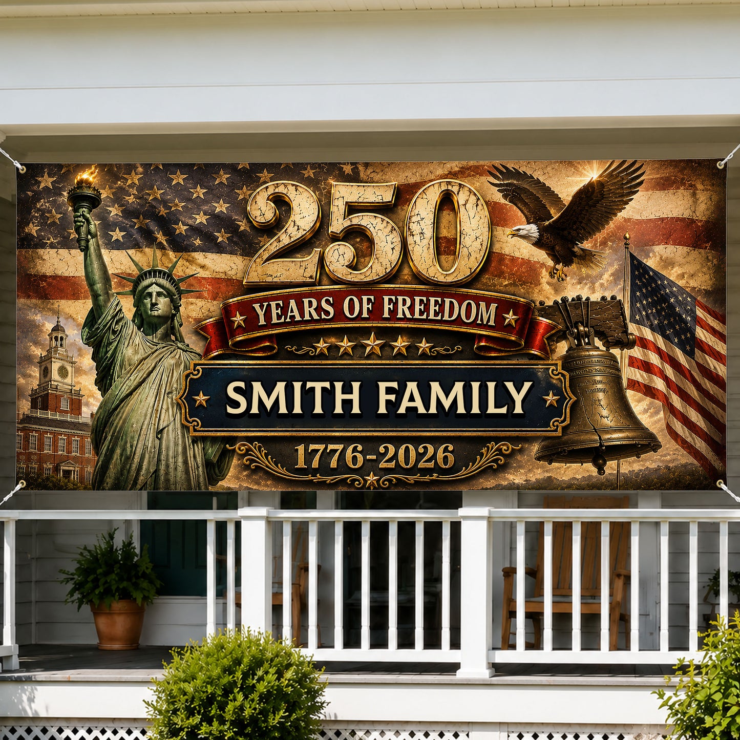 250 Years Decor 1776–2026 Patriotic Banner - Personalized Semiquincentennial Banner