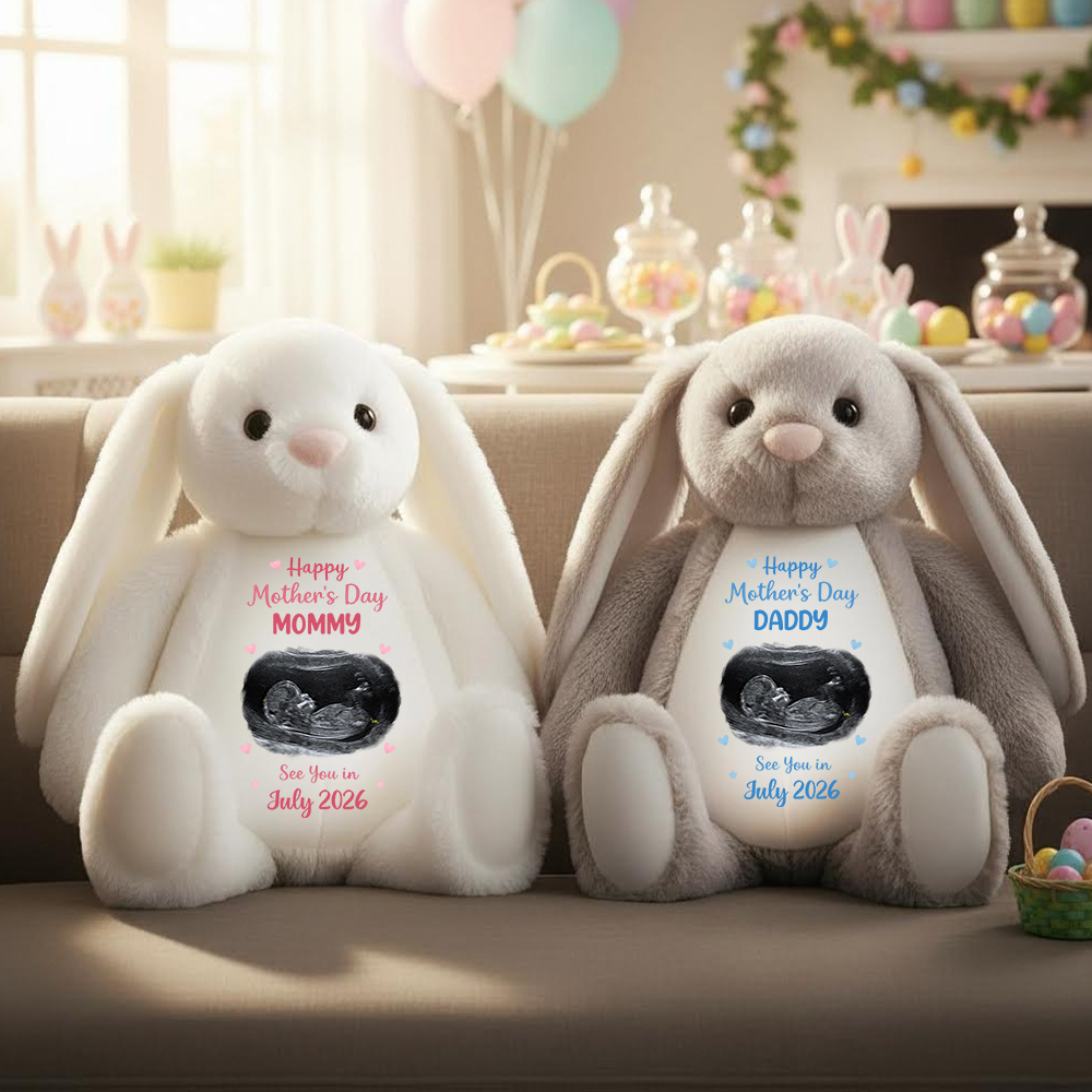 Custom Photo See You In 2026 Baby Expecting - Personalized Custom Bunny Plush