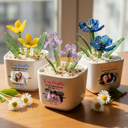 Watching Daughter Be A Mom - Personalized Custom Glass Everlasting Flowers