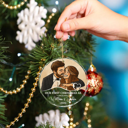 Our First Christmas As Mr Mrs - Christmas Gifts - Personalized Custom Glass Ornament