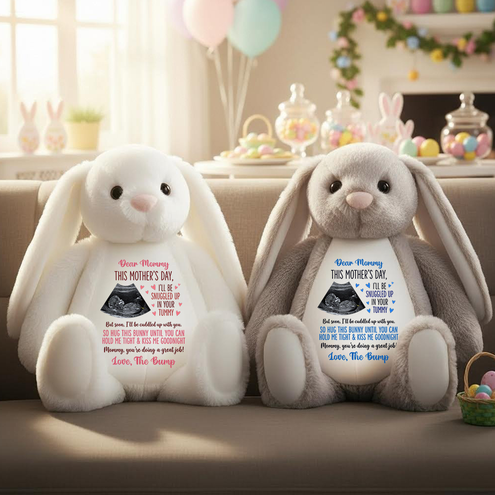I'll Be Snuggled Up In Your Tummy - Personalized Custom Bunny Plush