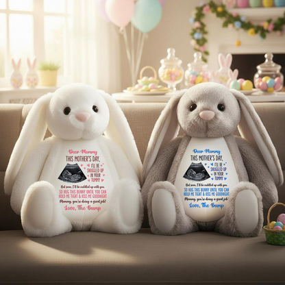 I'll Be Snuggled Up In Your Tummy - Personalized Custom Bunny Plush