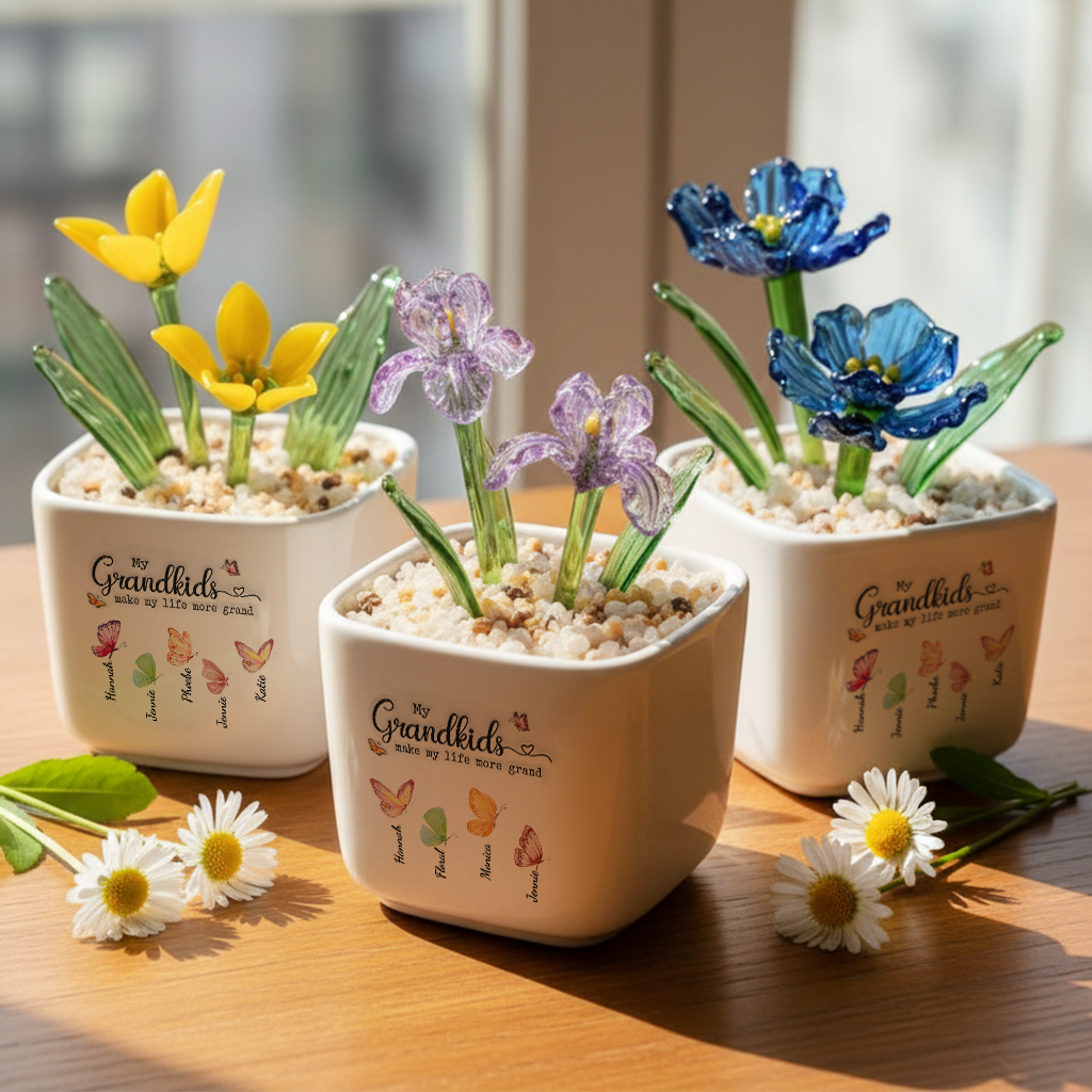 Grandma Heart Flowers - Personalized Custom Glass Everlasting Flowers