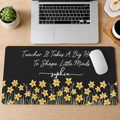 Teach Love Inspire Teacher Gift - Personalized Leather Desk Mat