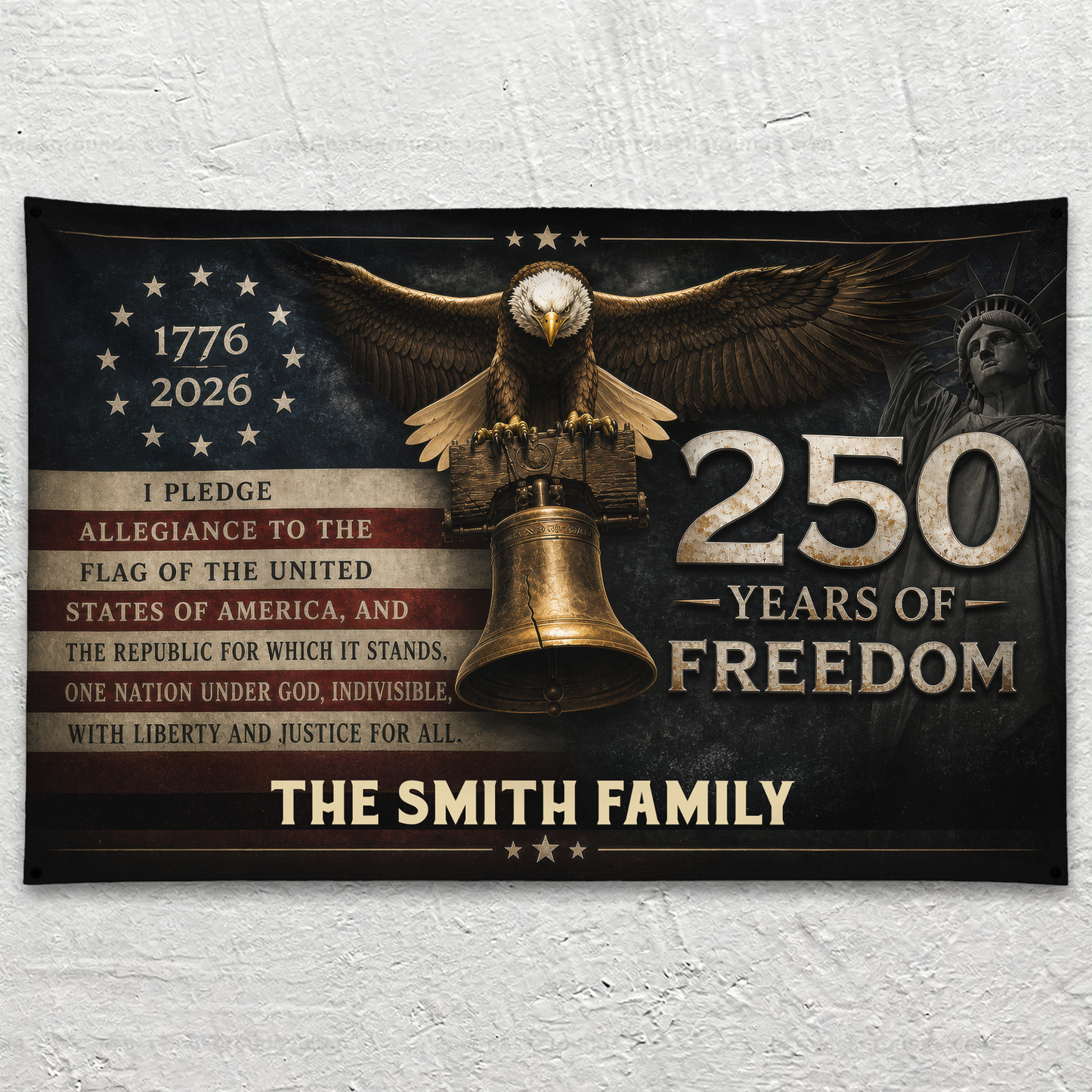 250 Years Of Freedom Birthday American Flag - Semiquincentennial Eagle Flag - Personalized House Flag