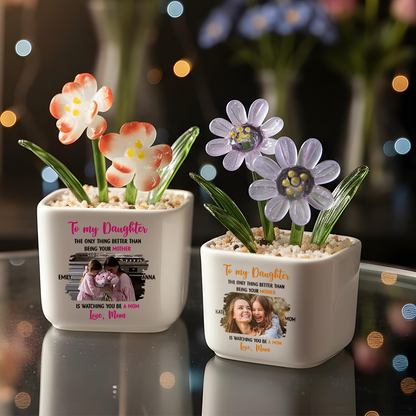 Watching Daughter Be A Mom - Personalized Custom Glass Everlasting Flowers