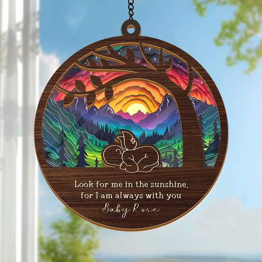 Angel Baby Gift, Baby Loss Memorial Keepsake - Personalized Window Hanging Suncatcher Ornament