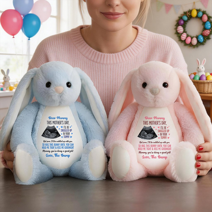 I'll Be Snuggled Up In Your Tummy - Personalized Custom Bunny Plush