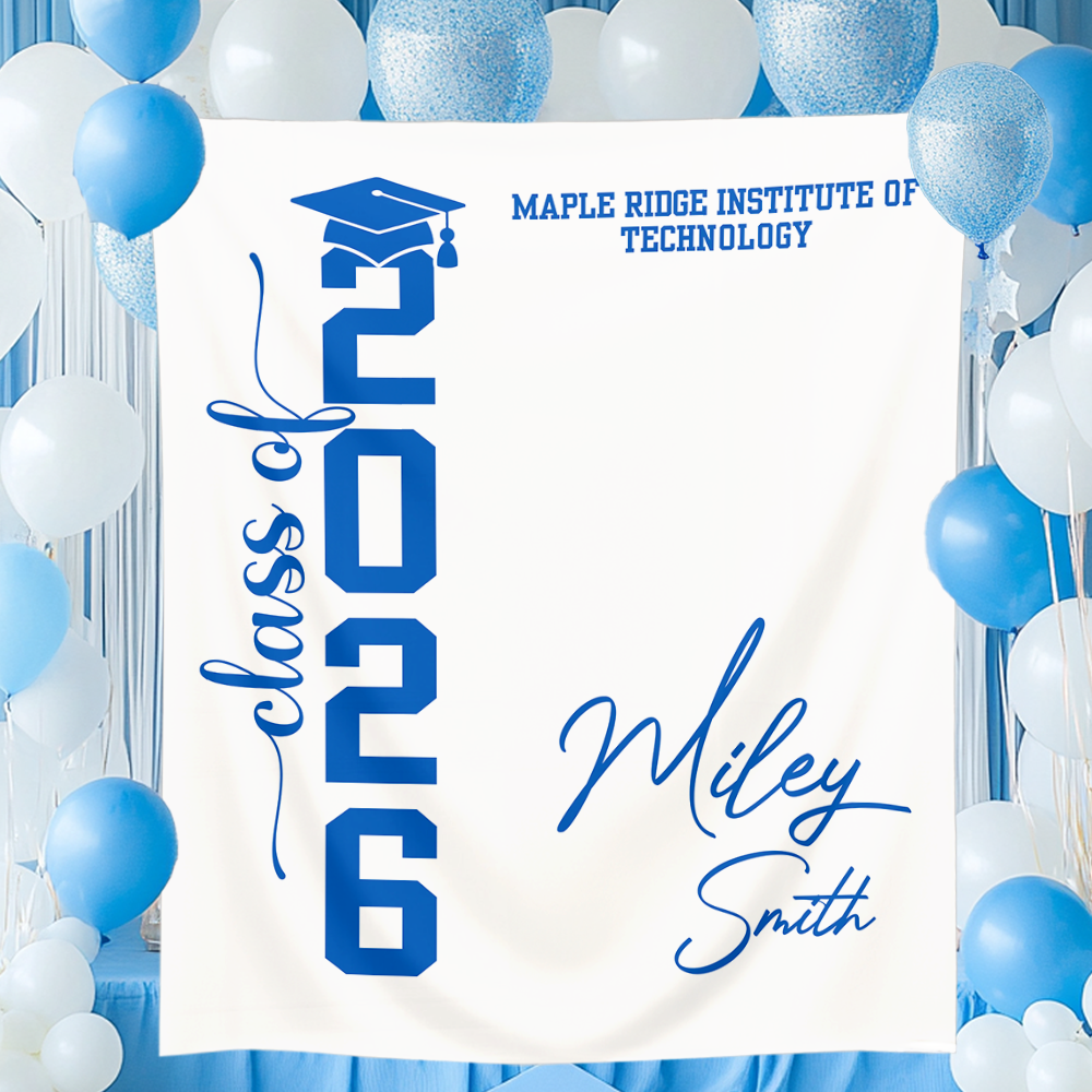 Classic Grad Party Style Graduation Decor - Personalized Congrats Graduation Backdrop