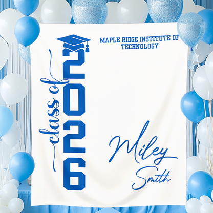 Classic Grad Party Style Graduation Decor - Personalized Congrats Graduation Backdrop