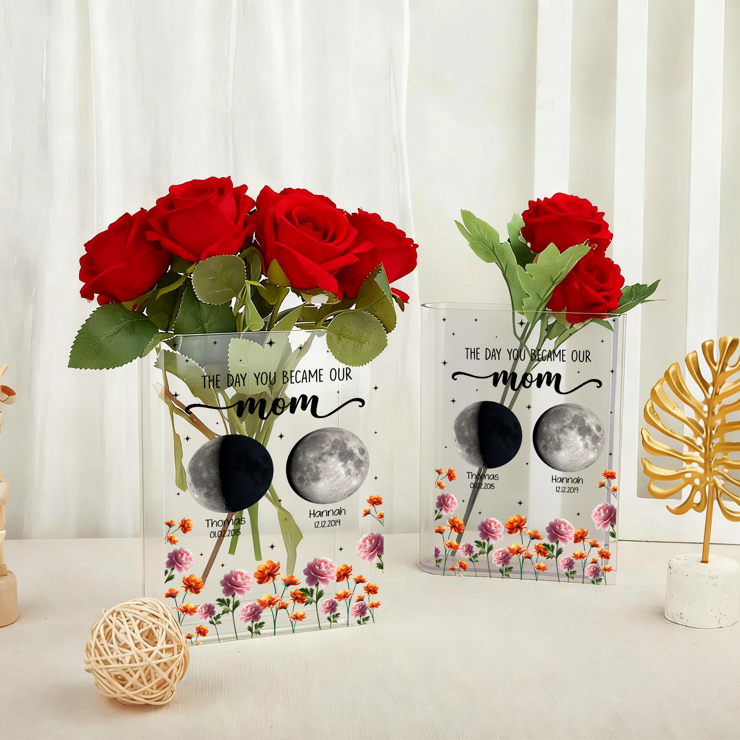 The Day You Became Our Mom - Personalized Acrylic Book Vase