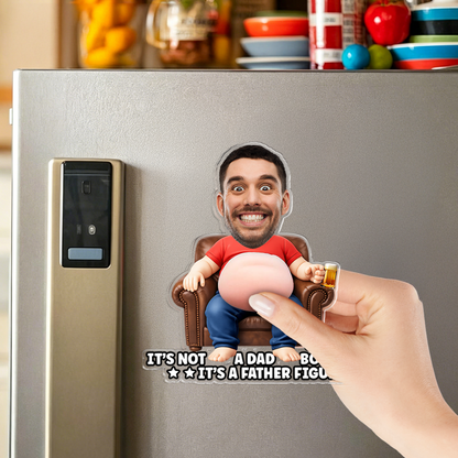 Personalized Funny Face Squishy Belly Fridge Magnet - Custom Dad Photo Squeeze Magnet, Kitchen Decor