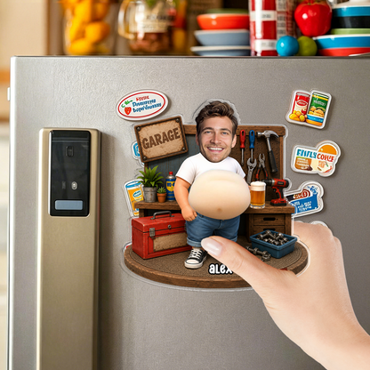 Personalized Funny Professionally Dad Bod Fridge Magnet - Custom Photo Squeeze Magnet, Kitchen Decor