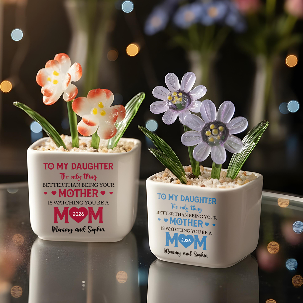 Floral To My Daughter - Personalized Custom Glass Everlasting Flowers