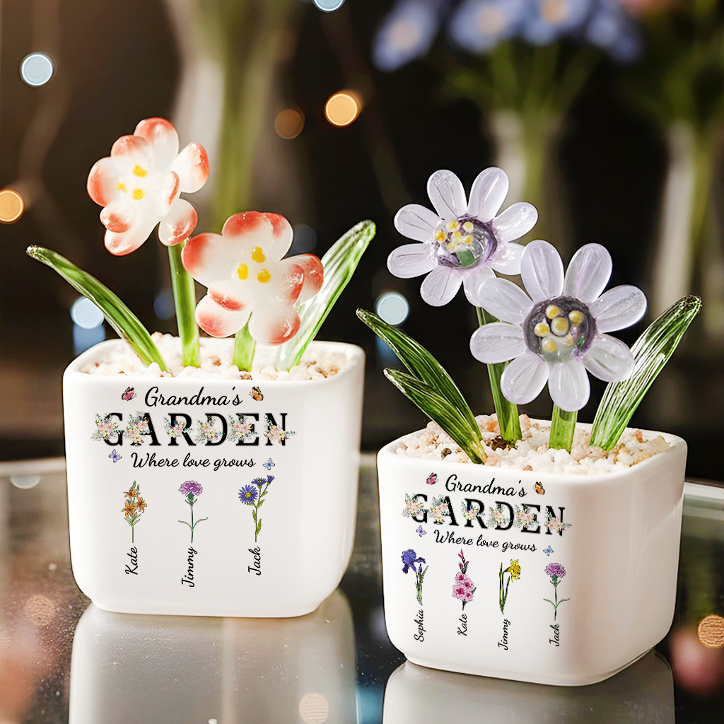 Grandmas Garden Flowers - Personalized Custom Glass Everlasting Flowers