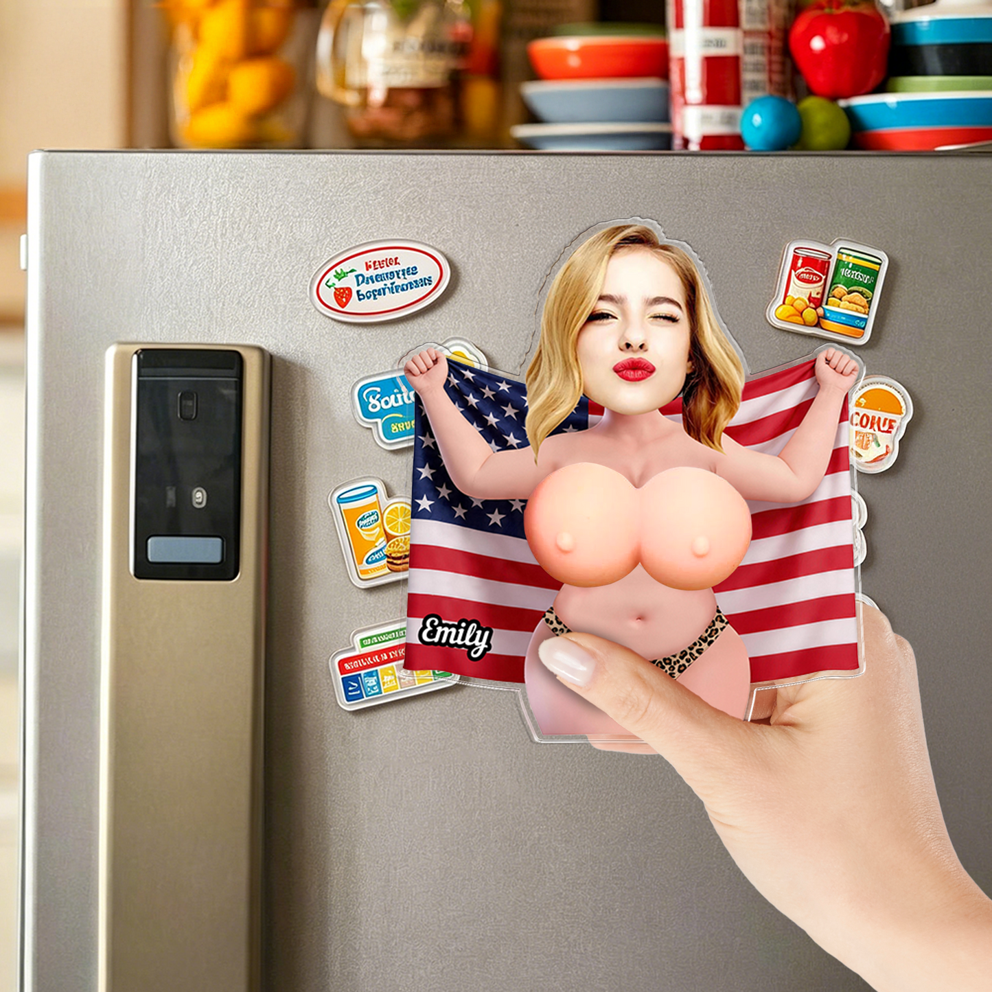 Personalized Funny Flag Squishy Fridge Magnet - Custom Photo Squeeze Magnet, Kitchen Decor