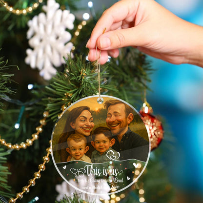 Caricature Ornament Art For Family - Personalized Acrylic Ornament