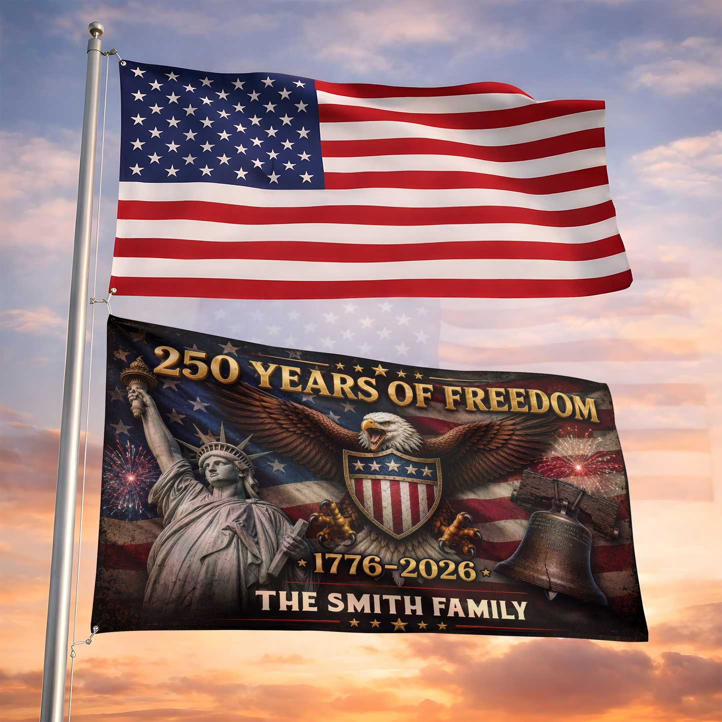 250 Years Of Freedom Flag - Semiquincentennial Eagle Flag - Personalized House Flag