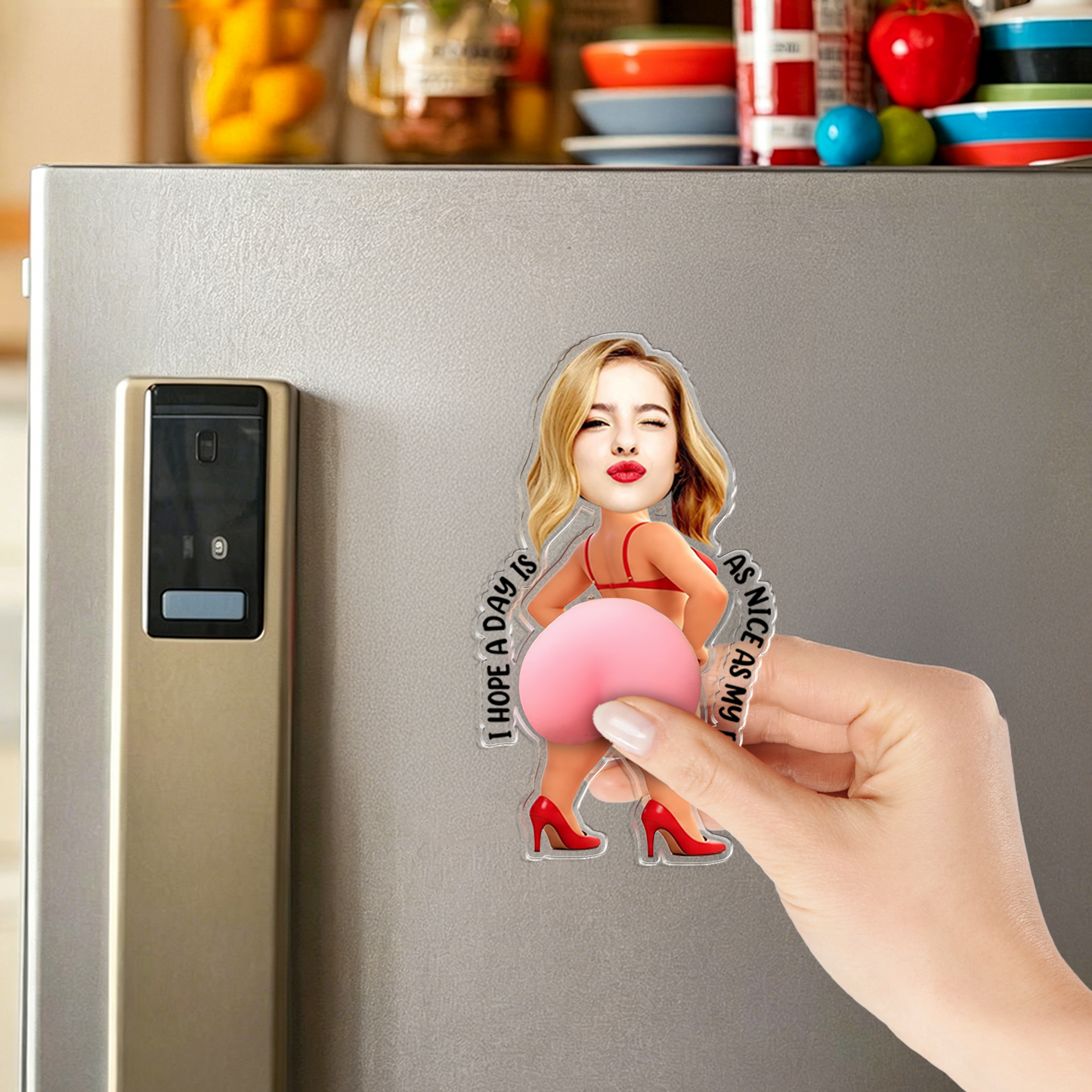 Custom Photo Hope Your Day Is Nice Fridge Magnet - Custom Photo Squeeze Magnet, Kitchen Decor