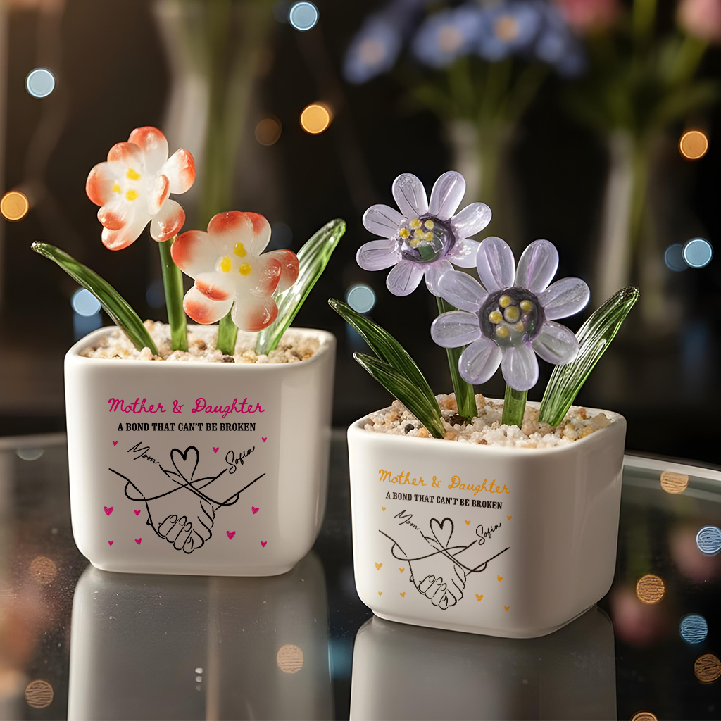 Mother And Daughter Relationship - Personalized Custom Glass Everlasting Flowers