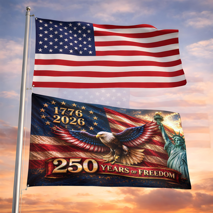 Eagle 250 Years Of Freedom Flag - Semiquincentennial Eagle Flag - Personalized House Flag