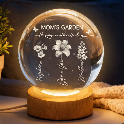 Mom's Nana's Garden - Personalized Crystal Globe Lamp