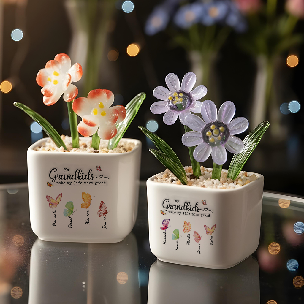Grandma Heart Flowers - Personalized Custom Glass Everlasting Flowers