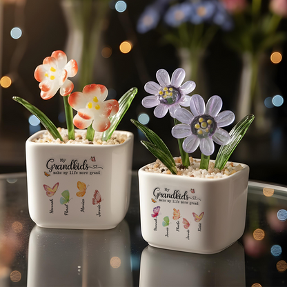 Grandma Heart Flowers - Personalized Custom Glass Everlasting Flowers