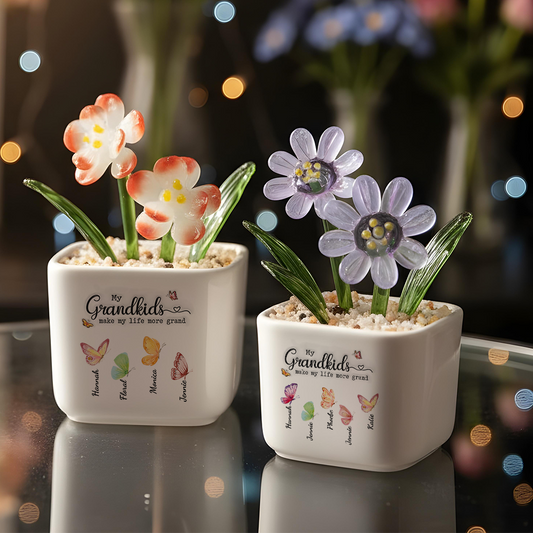 Grandma Heart Flowers - Personalized Custom Glass Everlasting Flowers