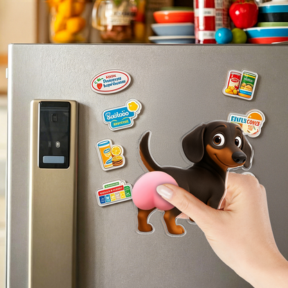 Personalized Funny Dog Butt Squishy Belly Fridge Magnet - Custom Squeeze Magnet, Kitchen Decor