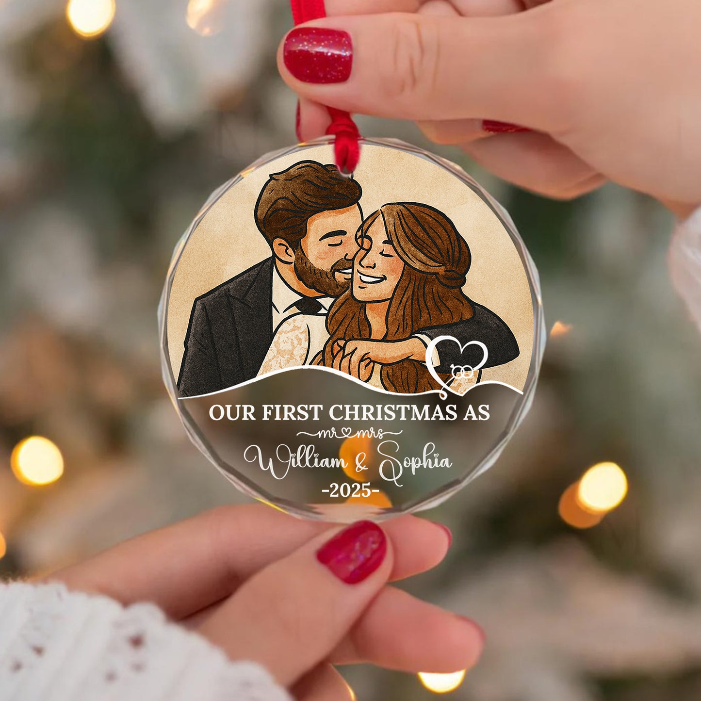 Our First Christmas As Mr Mrs - Christmas Gifts - Personalized Custom Glass Ornament