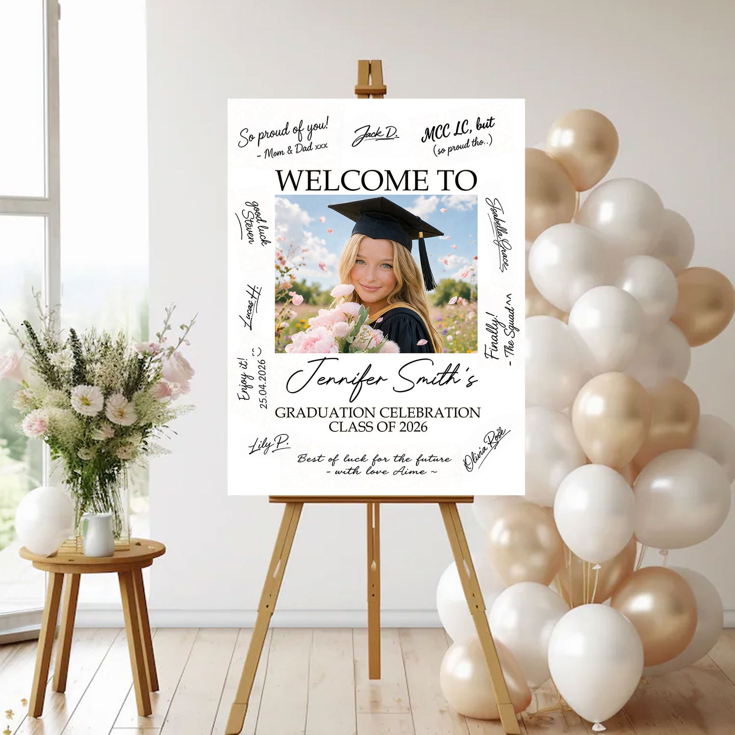 Congrats Graduation Signature - Personalized Graduation Welcome Sign - Custom Photo Welcome Sign