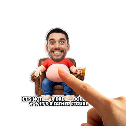 Personalized Funny Face Squishy Belly Fridge Magnet - Custom Dad Photo Squeeze Magnet, Kitchen Decor