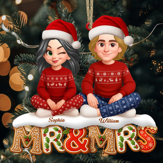 Cookies Christmas Couple - Custom Shaped 2 Layered Wood Christmas Ornament
