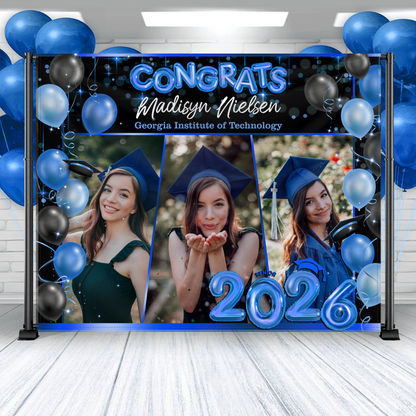 Class Of 2026 Bubble Graduation Decor - Personalized Congrats Graduation Backdrop