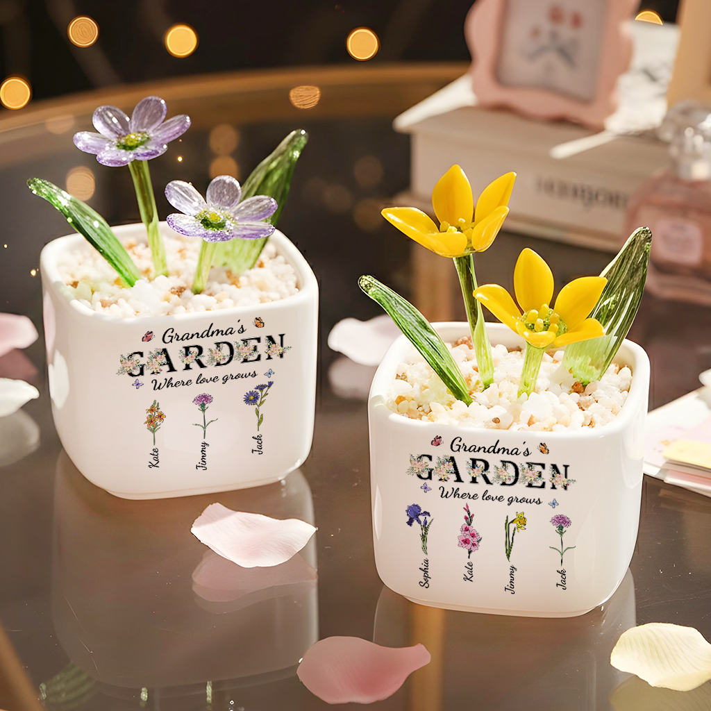 Grandmas Garden Flowers - Personalized Custom Glass Everlasting Flowers