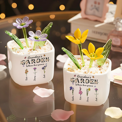 Grandmas Garden Flowers - Personalized Custom Glass Everlasting Flowers