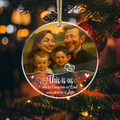 Caricature Ornament Art For Family - Personalized Acrylic Ornament