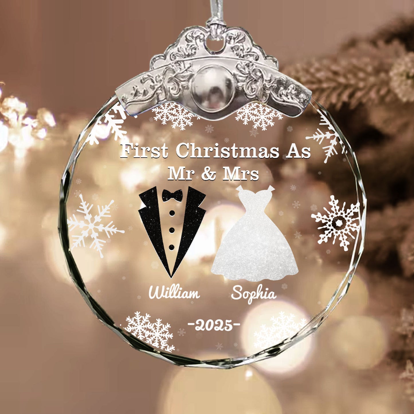 Our Christmas Together - Personalized Glass Ornament With Silver and Gold Cap