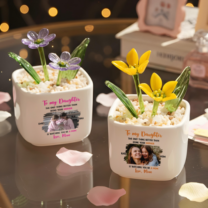 Watching Daughter Be A Mom - Personalized Custom Glass Everlasting Flowers