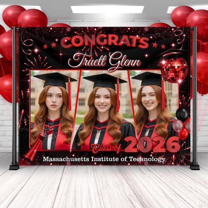 Class Of 2026 Graduation Decor - Personalized Congrats Graduation Backdrop