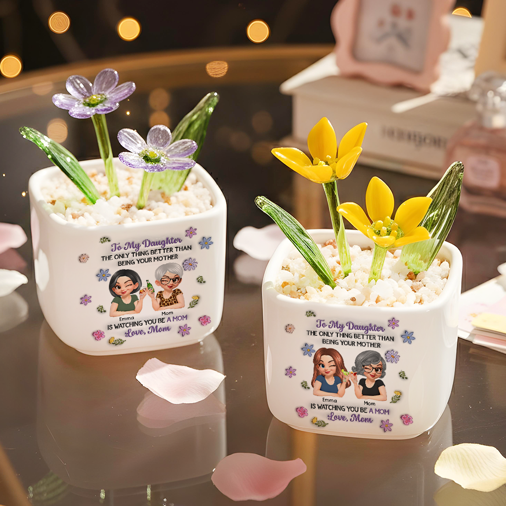 Linked Together Cartoon - Personalized Custom Glass Everlasting Flowers