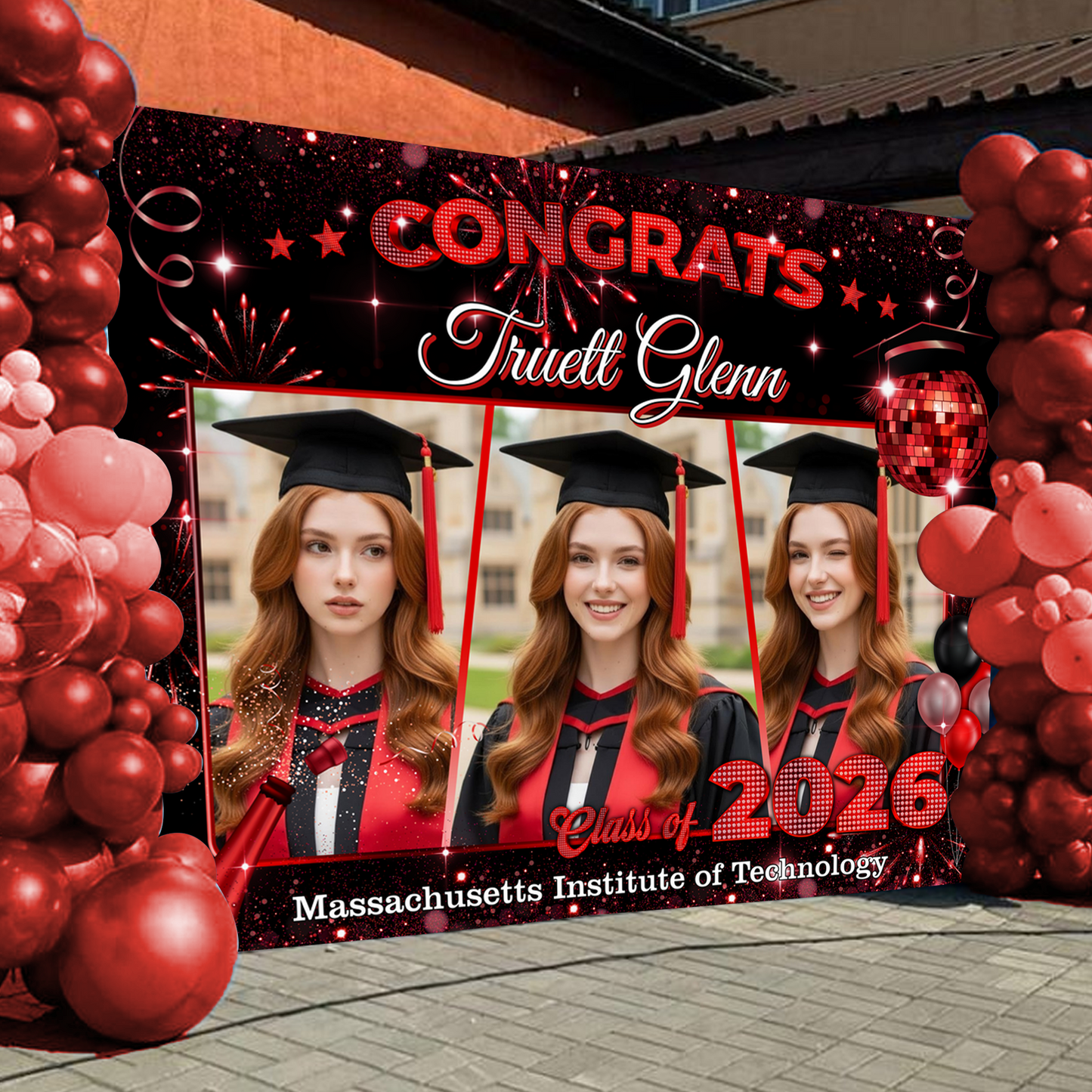 Class Of 2026 Graduation Decor - Personalized Congrats Graduation Backdrop