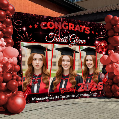 Class Of 2026 Graduation Decor - Personalized Congrats Graduation Backdrop