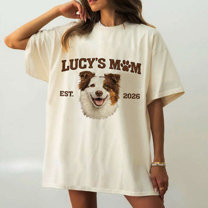 Embroidered pet crewneck sweatshirt for mom, custom dog and cat lover gift.