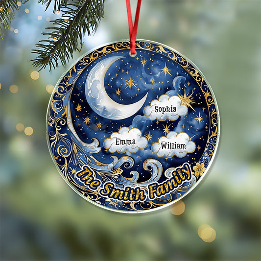 Personalized Moon Lover Christmas Ornament, acrylic decoration for holiday tree.