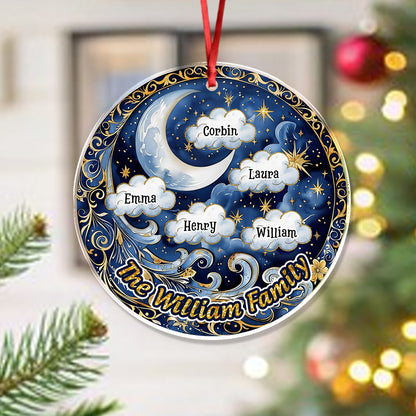 Personalized Moon Lover Christmas Ornament, acrylic decoration for holiday tree.