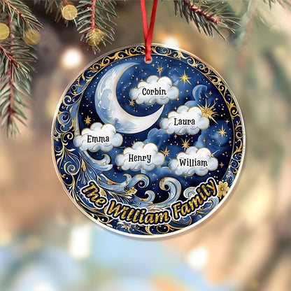 Personalized Moon Lover Christmas Ornament, acrylic decoration for holiday tree.