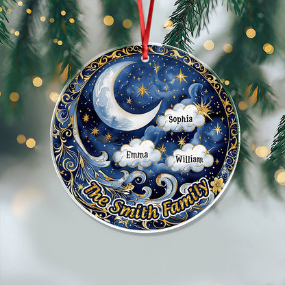 Personalized Moon Lover Christmas Ornament, acrylic decoration for holiday tree.