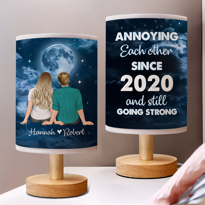 Personalized Fabric Lamp featuring "Moonlight On The Night We Met" design.